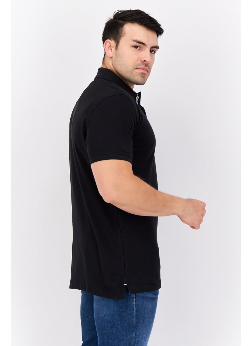 NAUTICA Men Slim Fit Embroidered Logo Short Sleeve Polo Shirt, Black  - Image 3