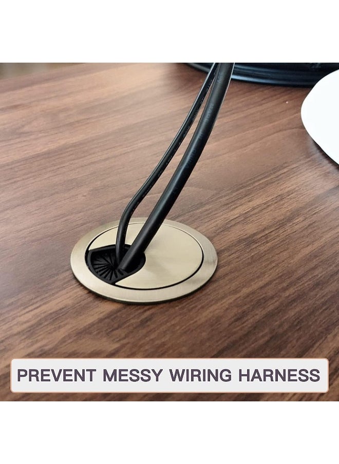 IBAMA - 4 Pack Desk Grommet Cable Hole Cover Through Computer Table Desk Countertops Office Equipment Wire Organizer Cable Management Fits 2"（50mm) Hole - Bronze - Image 1