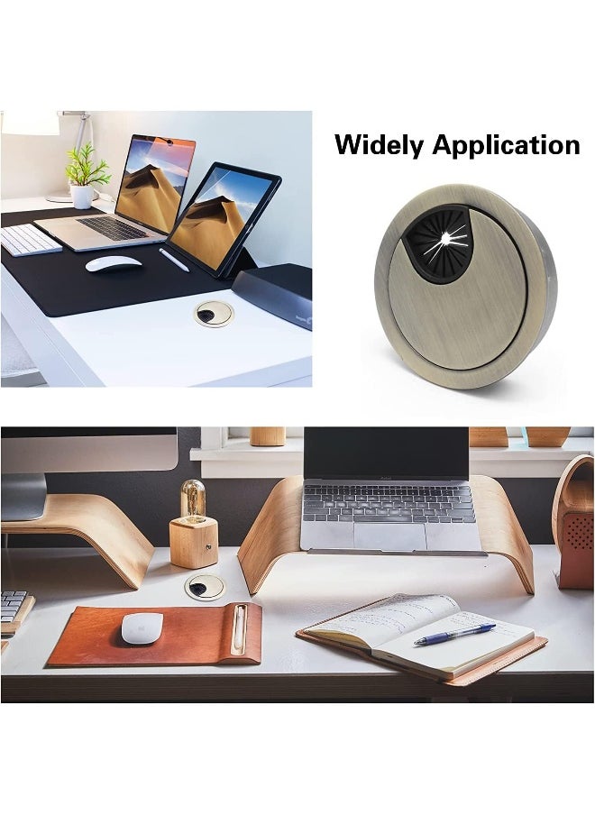IBAMA - 4 Pack Desk Grommet Cable Hole Cover Through Computer Table Desk Countertops Office Equipment Wire Organizer Cable Management Fits 2"（50mm) Hole - Bronze - Image 1