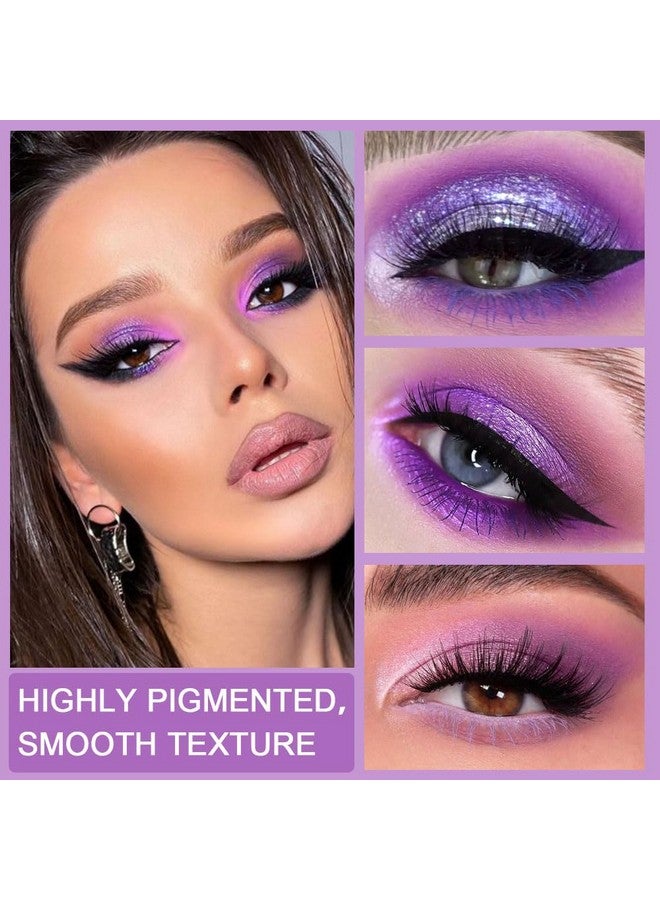 evpct 9 Colors Purple Pink Lavender Glitter Shimmer Eye Shadow Palette Makeup Highly Pigmented Waterproof Violet Mauve Dark Purple Silver Pearl White Matte Glitter Shimmer Sparkling Party Eyeshadow - Image 5