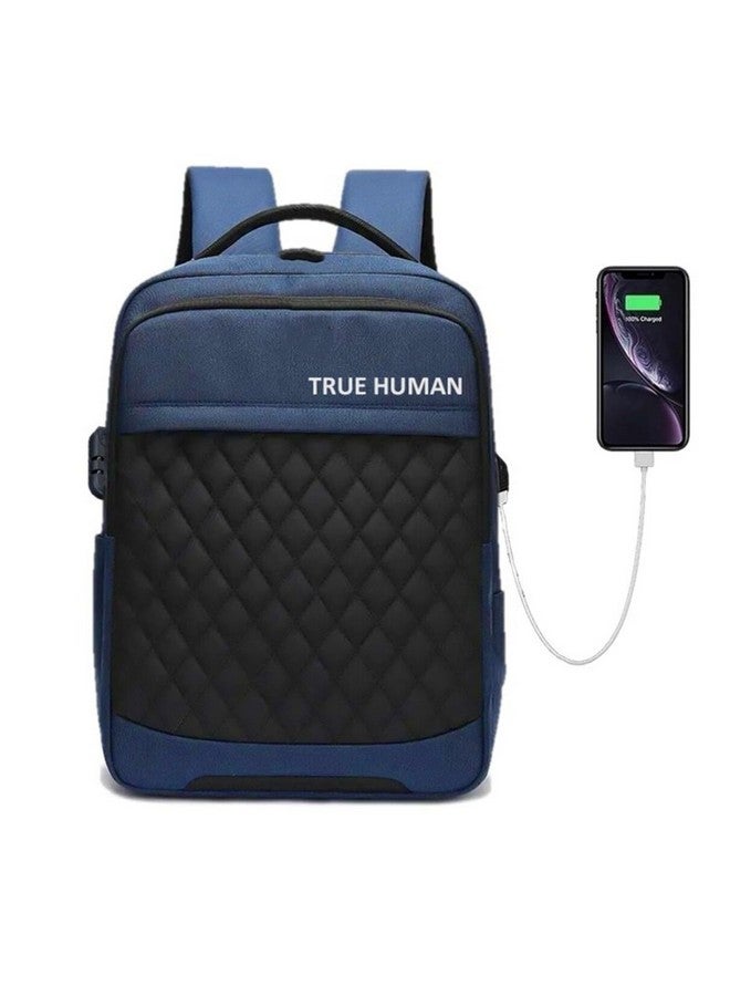 True Human TRUE HUMAN backpack With USB charging Port and anti -theft Lock,Laptop bag,office bag for Men and Women | College Bags for Girls & Boys (BLUE)  - Image 1