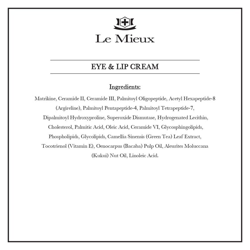 Le Mieux Eye & Lip Cream - Anti Aging Eye and Lip Moisturizer, Peptide-Infused Treatment for Visible Wrinkles & Fine Lines with Kukui Nut Oil & Ceramide, No Parabens or Sulfates (0.5 oz / 15 ml) - Image 3