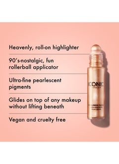ايكونيك لندن Rollaway Glow | هايلايتر سائل لتوهج متألق، مكياج نباتي خالٍ من القسوة (Peach Paradise) 0.27 أونصة سائلة  - Image 2