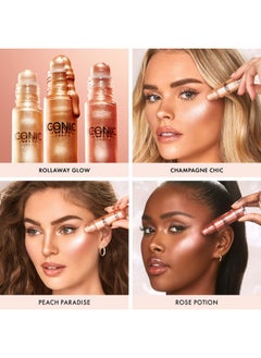 ايكونيك لندن Rollaway Glow | هايلايتر سائل لتوهج متألق، مكياج نباتي خالٍ من القسوة (Peach Paradise) 0.27 أونصة سائلة  - Image 5