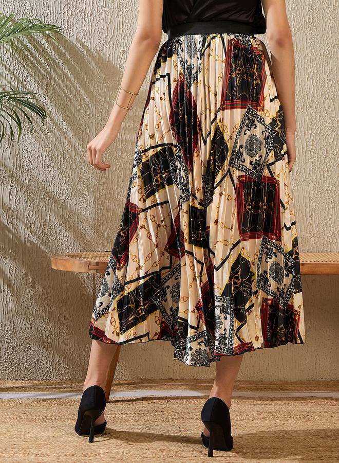 ستايل ستون تنورة ميدي ساتان بتفاصيل كسرات - Image 3