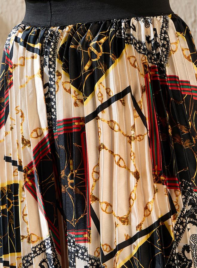 ستايل ستون تنورة ميدي ساتان بتفاصيل كسرات - Image 5