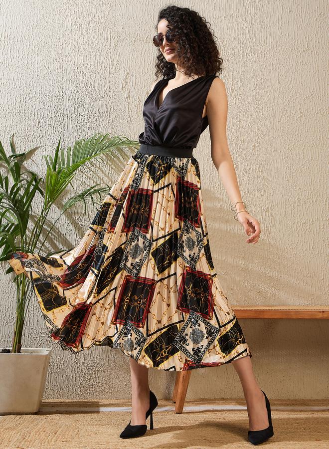 ستايل ستون تنورة ميدي ساتان بتفاصيل كسرات - Image 2