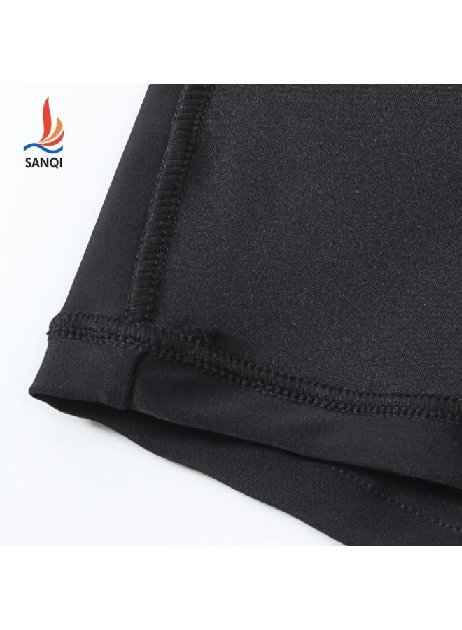 Sanqi Women's Swim Shorts, Double-layer Anti-exposure Conservative Boyshorts, Fitness Beach Swimming Shorts, Black, L - Image 4