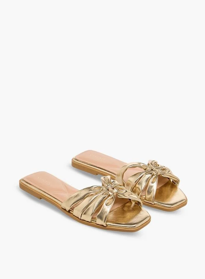 Celeste GOLD Women Textured Flat Sandals for Women | Best Price UAE