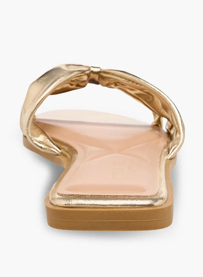 Celeste GOLD Women Textured Flat Sandals for Women | Best Price UAE
