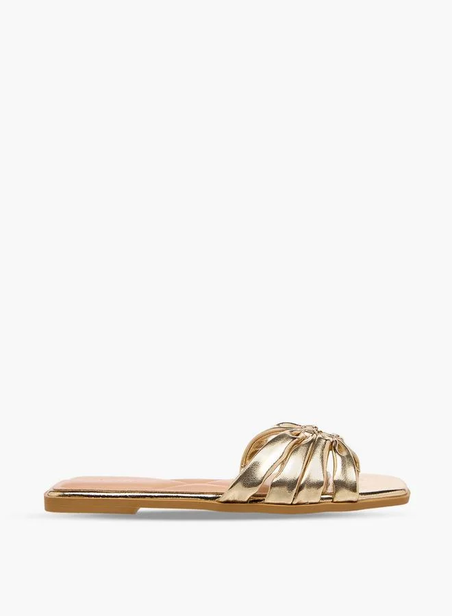 Celeste GOLD Women Textured Flat Sandals for Women | Best Price UAE