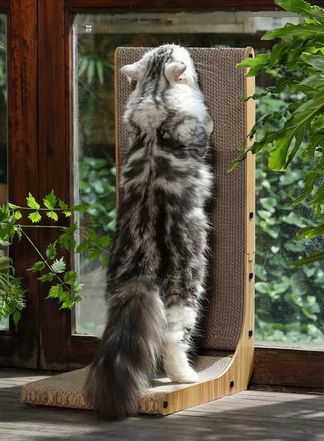 Haidue Cat Scratcher  60cm L Shape Cat Scratch Pad Wall Mounted  Cat Scratching Cardboard with Ball Toy For Indoor Cats - Image 3