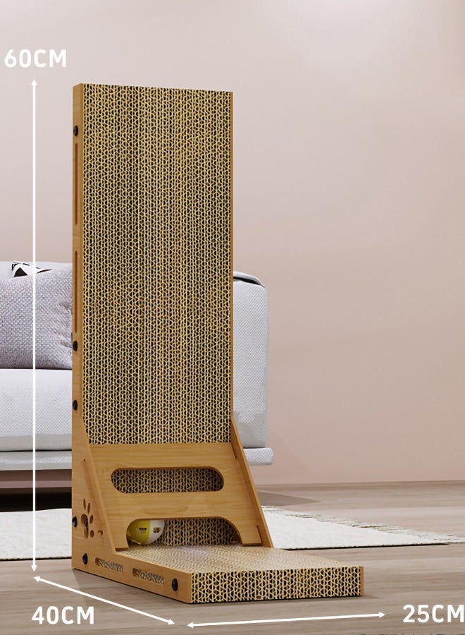 Haidue Cat Scratcher  60cm L Shape Cat Scratch Pad Wall Mounted  Cat Scratching Cardboard with Ball Toy For Indoor Cats - Image 2