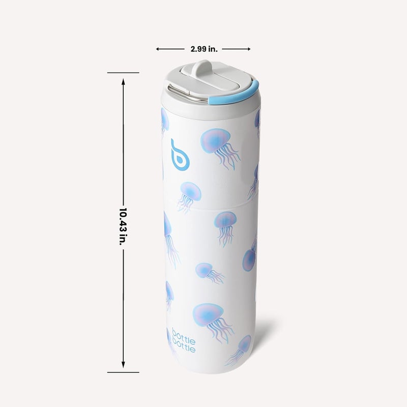 bottle bottle زجاجة زجاجة 24 أونصة زجاجة ماء معزولة مع غطاء ومقبض قشة للسفر الرياضي في الجيم من الفولاذ المقاوم للصدأ مزدوج الجدران فراغ معدني مقاوم للتسرب - Image 4