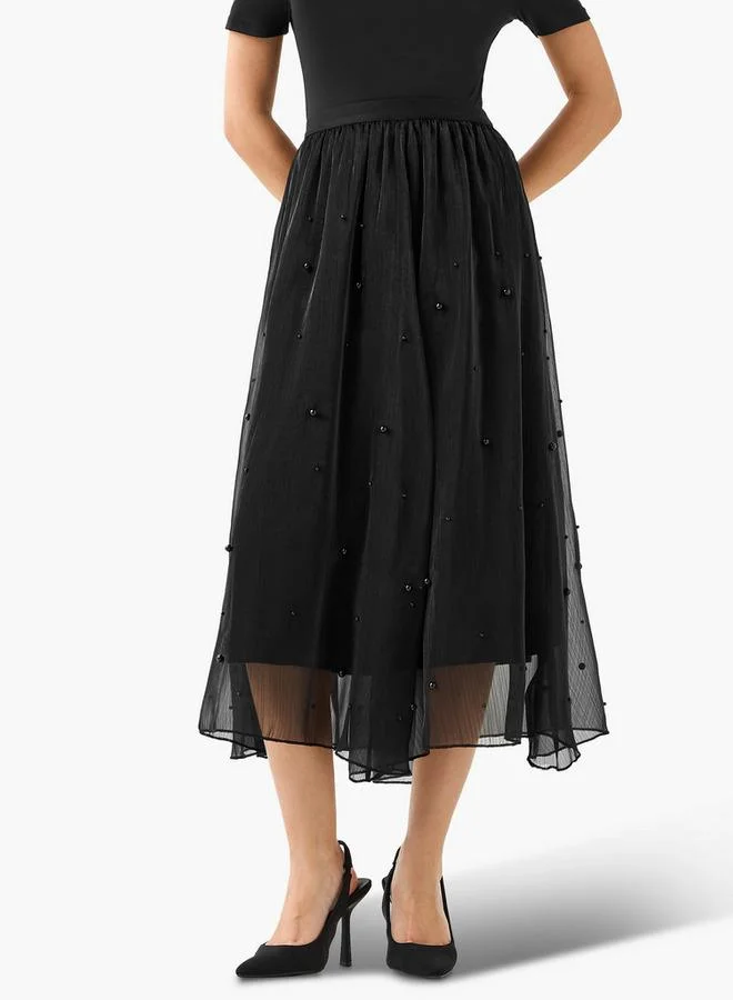 سبلاش فيڤ Midi A-line Skirt with Elasticated Waistband
