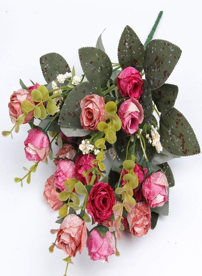 Flojery 21 Heads Silk Rose Bouquet Artificial Flowers Mini Rose for DIY Wedding Bouquets Centerpieces Bridal Shower Party Home Decorations,Pack of 4 （Rose Red） - Image 4
