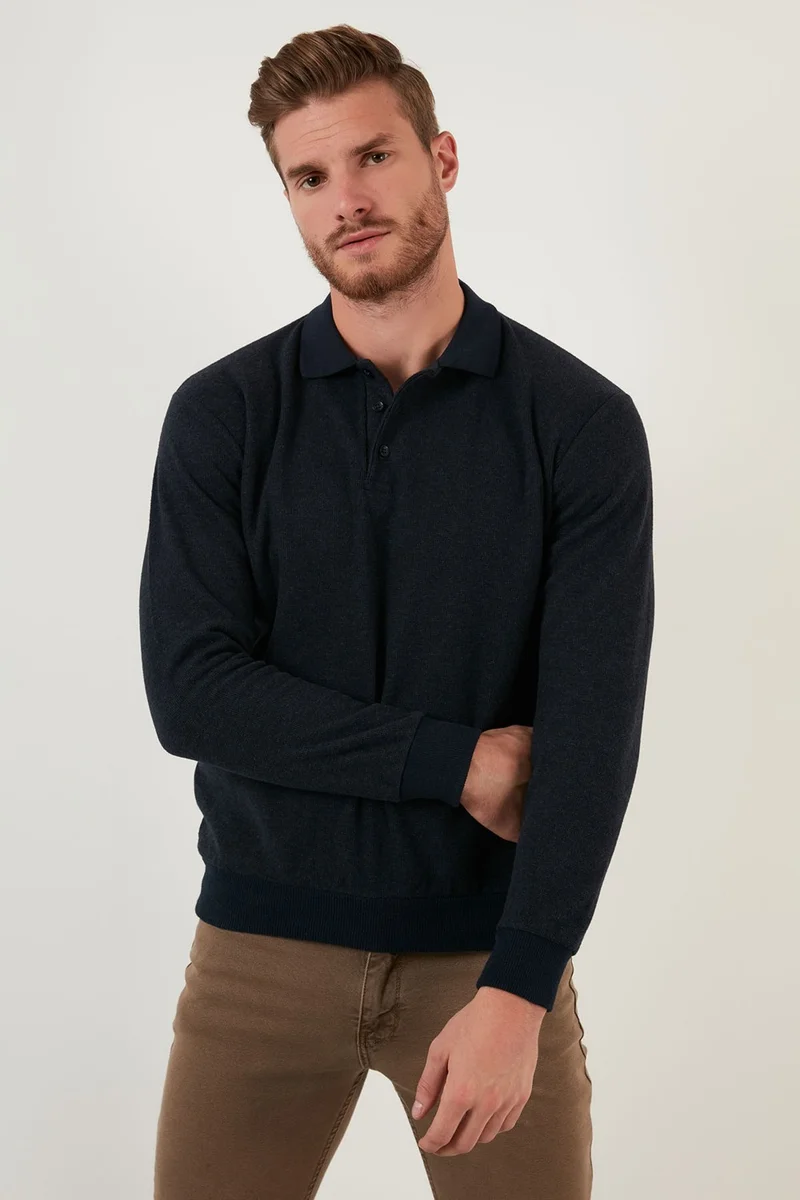 Buratti Cotton Buttoned Polo Neck Sweater Men's Sweater 456211