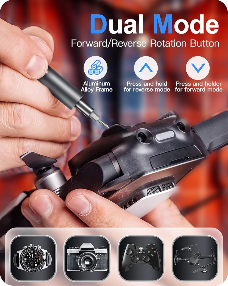 King'sdun Kingsdun 28 in 1 Electric Screwdriver, Cordless Precision Power Screwdriver Set with 24 Magnetic Bits, Rechargeable Repair Tool Kit with LED Lights for Phones Camera Watch Conputers Laptops (Silver) - Image 2