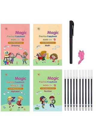Magic Practice Copybook, (4 BOOK + 10 REFILL) Number Tracing Book for Preschoolers with Pen, Magic Calligraphy Copybook Set Practical Reusable Writing Tool Simple Hand Lettering (A5) - pzsku/Z4CA65CBEA1C798127EC9Z/45/1743077850/eaf4c014-d24a-4533-b43e-340fb2037642