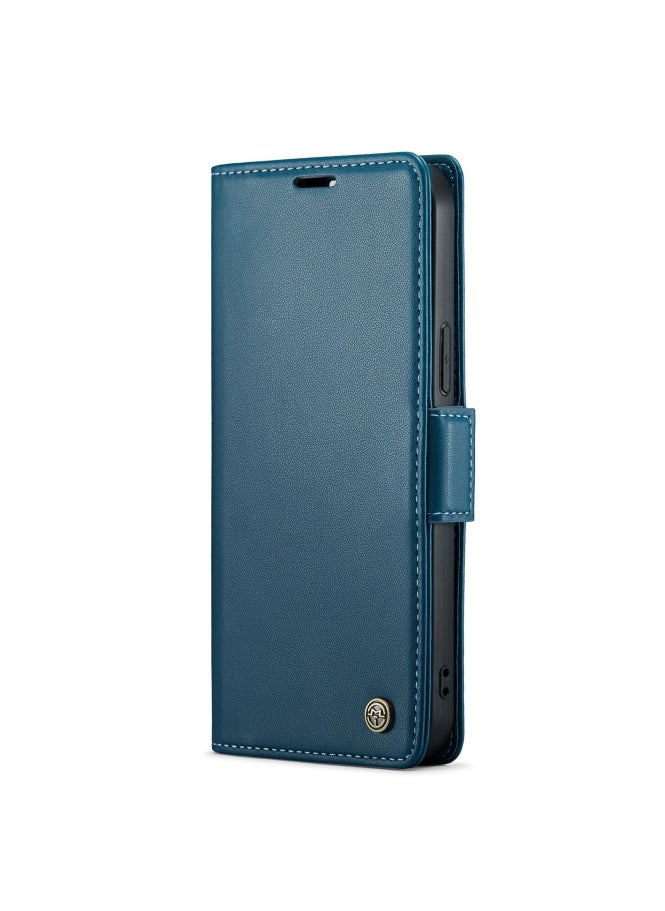 CaseMe - Flip Wallet Case For iPhone 13 Pro Max [RFID Blocking] PU Leather Wallet Flip Folio Case with Card Holder Kickstand Shockproof Phone Cover (Blue) - Image 1