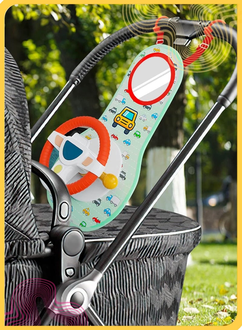 She&Little Baby Car Seat Toys with Steering Wheel and Mirror  Infant Driving Simulation Toy with Lights, Music and Sounds, Baby Entertainment Activity Center for kids - Image 2