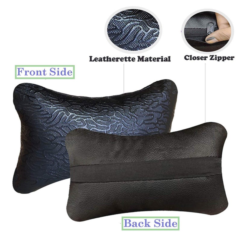 AutokraftZ AutokraftZ Abstract Print Spongy and Classy Look Car Neck Rest PillowSet of 4 for Indigo Marina_PR641  - Image 2