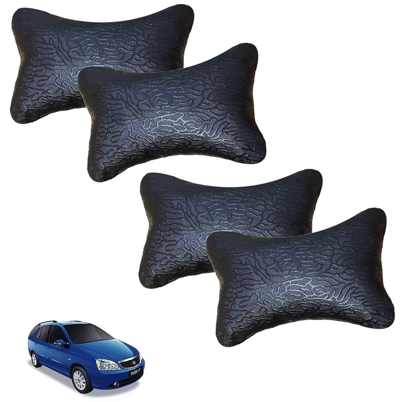 AutokraftZ AutokraftZ Abstract Print Spongy and Classy Look Car Neck Rest PillowSet of 4 for Indigo Marina_PR641  - Image 1