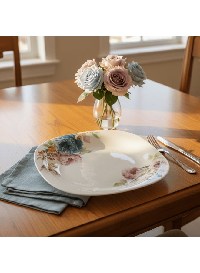 Harmony White 28cm Opalware Flat Dinner Plate with Floral Design - Image 2