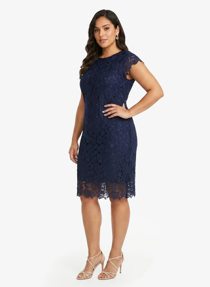 Ginger Plus Lace Embroidered Shift Dress