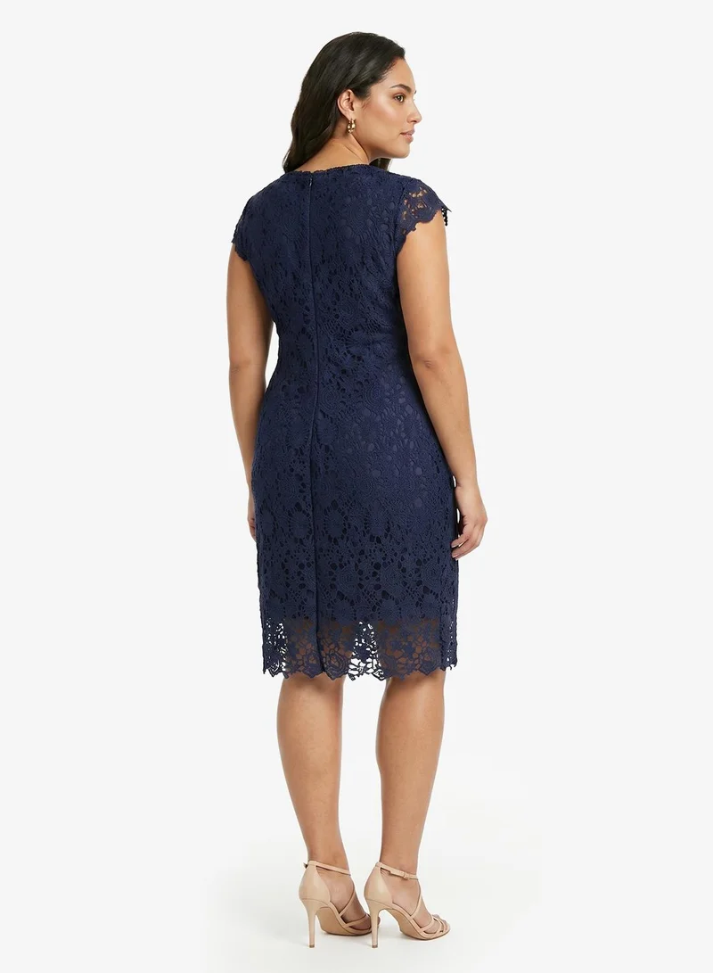 Ginger Plus Lace Embroidered Shift Dress