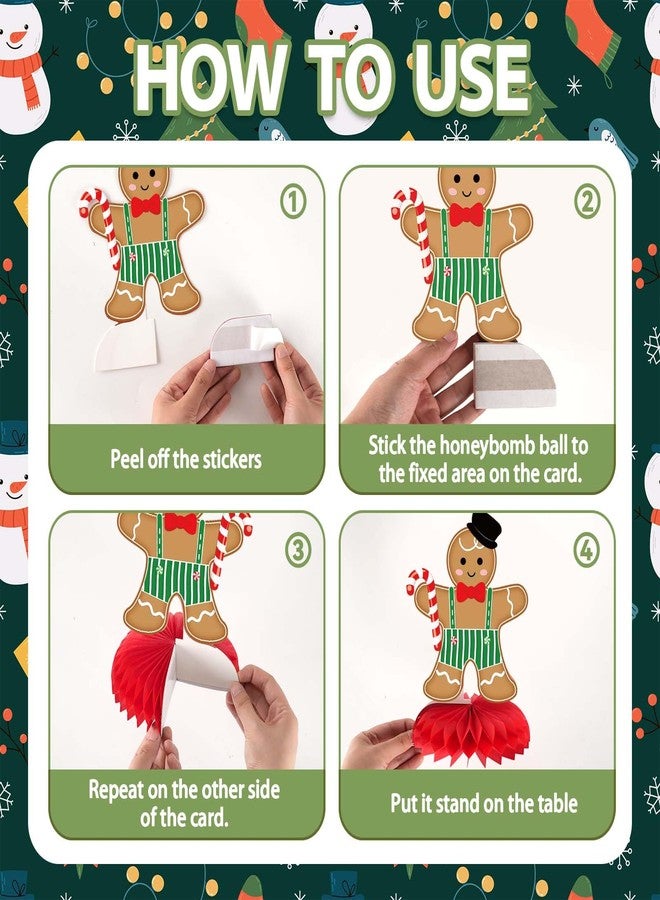 kockuu Gingerbread Christmas Party Table Decorations Centerpieces,10pcs Paper Gingerbread Man House Lollipops Candy Canes Honeycombs for Xmas Winter Holiday Birthday Party Decor Supplies - Image 5