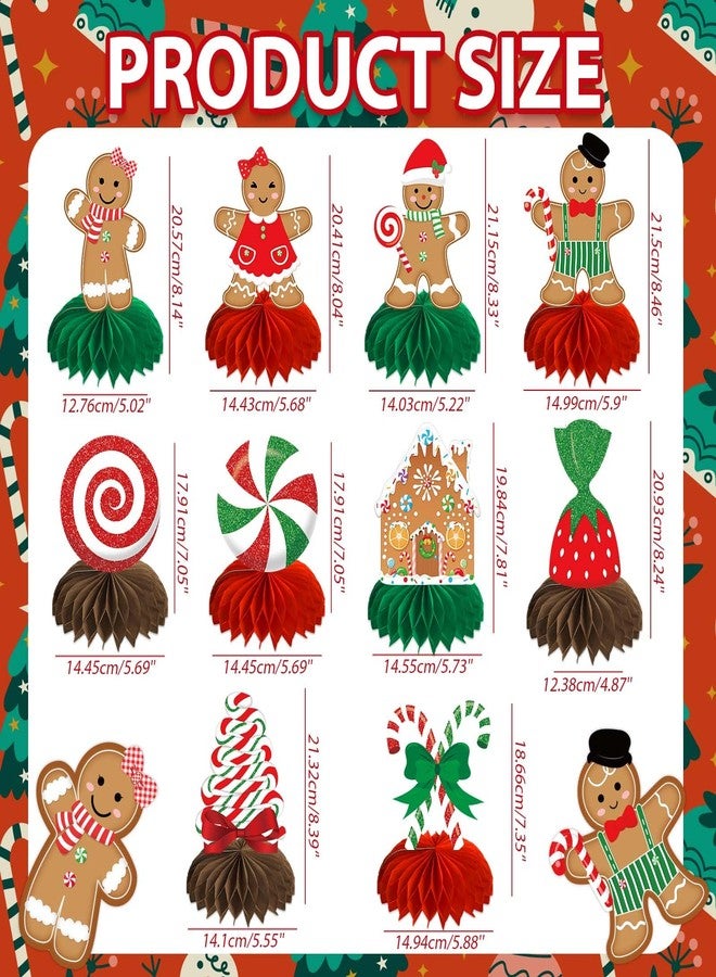 kockuu Gingerbread Christmas Party Table Decorations Centerpieces,10pcs Paper Gingerbread Man House Lollipops Candy Canes Honeycombs for Xmas Winter Holiday Birthday Party Decor Supplies - Image 4