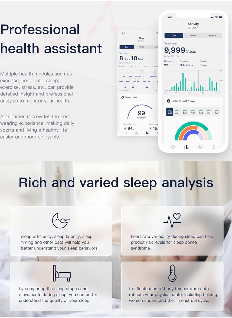 General - Smart Rings, Men's and Women's Smart Rings Health Tracker, Heart Rate and Temperature Monitoring, Track Sleep, Exercise and Recovery - Image 1