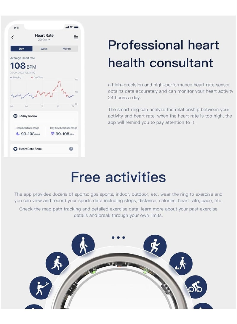 General - Smart Rings, Men's and Women's Smart Rings Health Tracker, Heart Rate and Temperature Monitoring, Track Sleep, Exercise and Recovery - Image 1