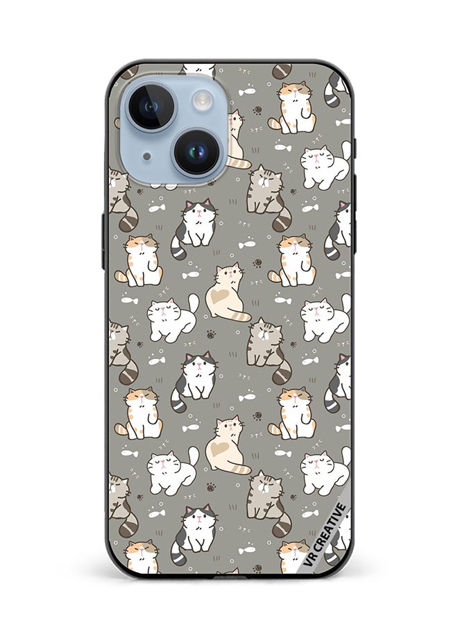 VR CREATIVE Protective Case Cover For Apple iPhone 15 Plus Cat Pattern Design Multicolour - Image 1