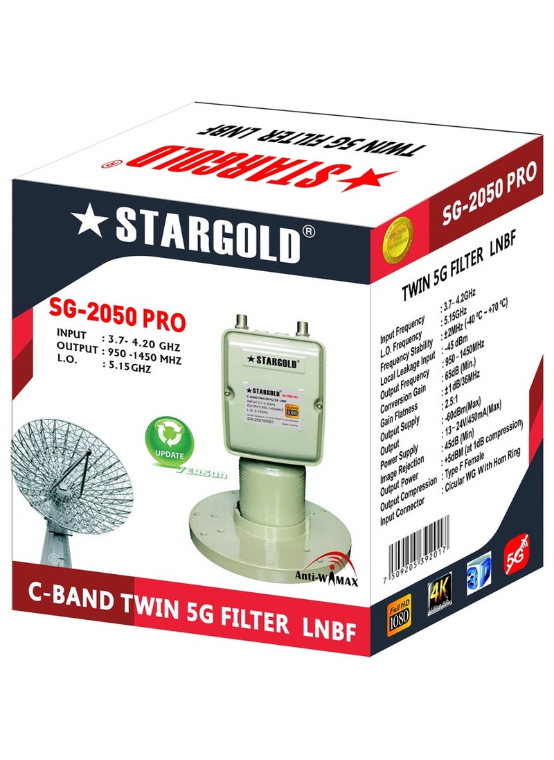 Stargold Anti Wimax C-Band Twin 5g Filter LNBF High Quality Twin LNB Satellite Dish  - Image 2