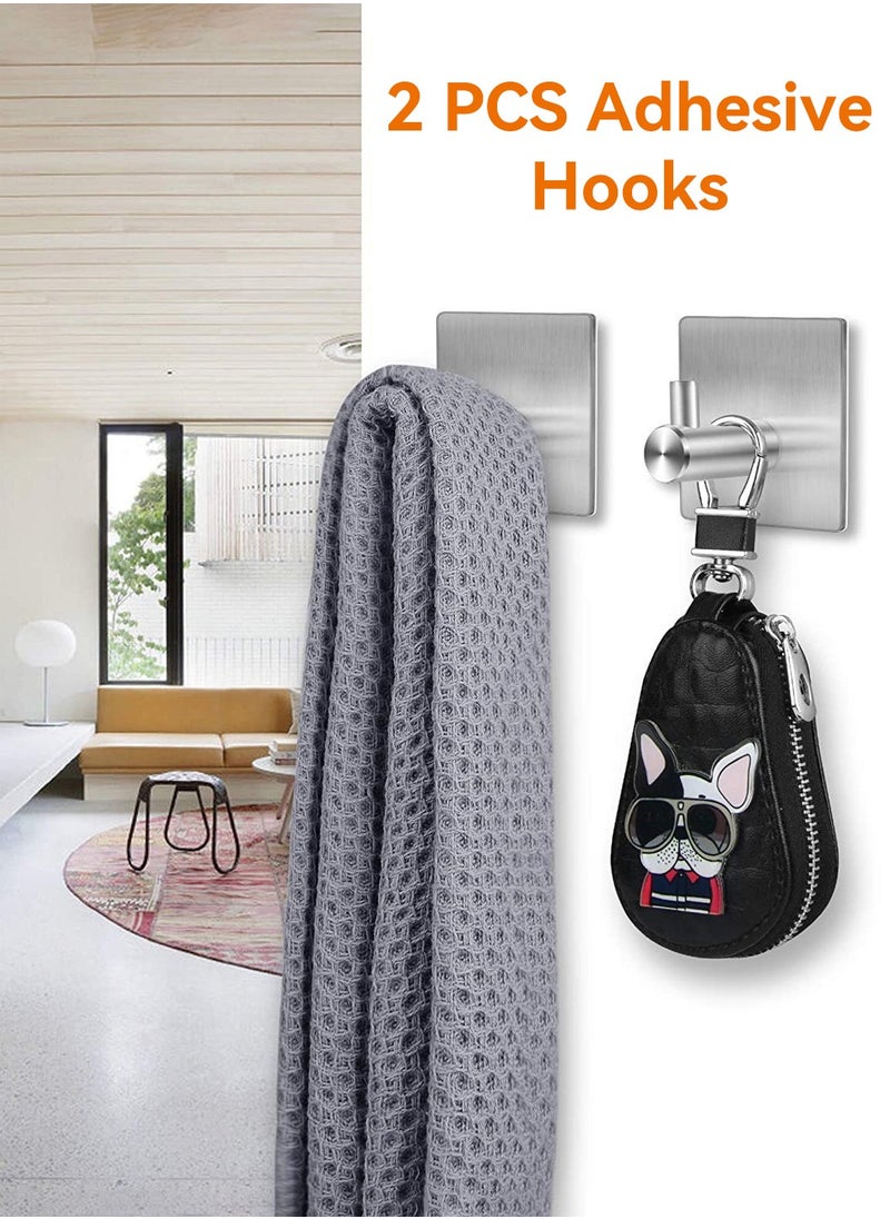 LEOKOR 5PCS Bathroom Hardware Set, Stainless Steel Bathroom Accessories Towel Holders Kit, Mounted with 16" Towel Bar, 6.2" Toilet Paper Holder, Robe Towel Hook and 2 Self-adhesive Hooks (Silver)  - Image 2