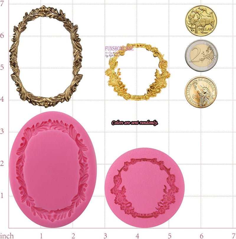 FUNSHOWCASE Round and Oval Floral Acanthus Picture Frame Fondant Silicone Mold for Sugarcraft, Resin Epoxy, Polymer Clay Crafting Projects 2-Count - Image 4