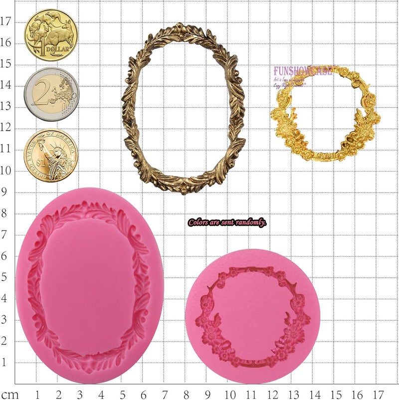 FUNSHOWCASE Round and Oval Floral Acanthus Picture Frame Fondant Silicone Mold for Sugarcraft, Resin Epoxy, Polymer Clay Crafting Projects 2-Count - Image 3