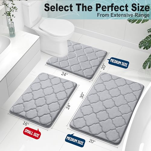OLANLY Memory Foam Bath Mat Rug 24x16, Ultra Soft and Absorbent Bathroom Rugs, Non-Slip, Comfortable, Machine Washable Bath Carpet for Bathroom Floor, Tub, Shower and Home Decor Accessories, Grey - Image 2