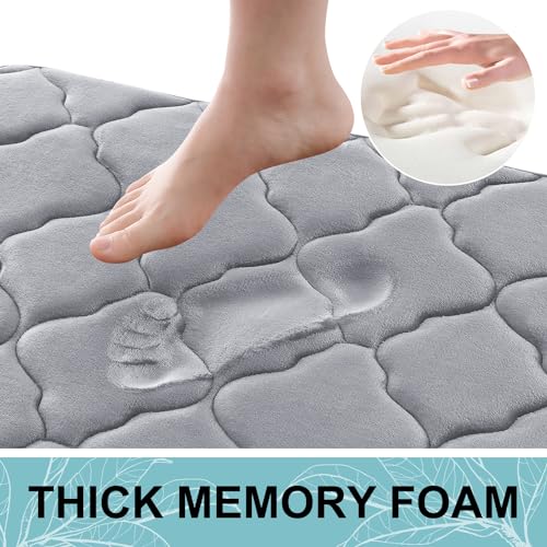 OLANLY Memory Foam Bath Mat Rug 24x16, Ultra Soft and Absorbent Bathroom Rugs, Non-Slip, Comfortable, Machine Washable Bath Carpet for Bathroom Floor, Tub, Shower and Home Decor Accessories, Grey - Image 4