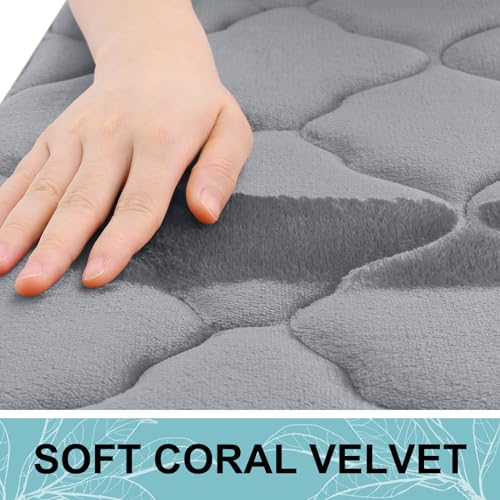 OLANLY Memory Foam Bath Mat Rug 24x16, Ultra Soft and Absorbent Bathroom Rugs, Non-Slip, Comfortable, Machine Washable Bath Carpet for Bathroom Floor, Tub, Shower and Home Decor Accessories, Grey - Image 3