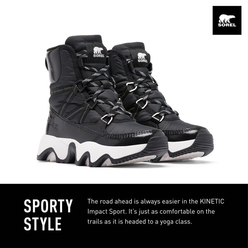 SOREL Women's Kinetic Impact Sport Waterproof Boot - Black, Sea Salt - 8.5 - Image 3