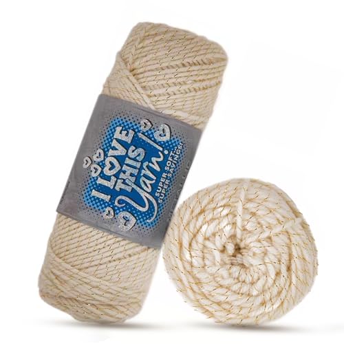 Hobby Lobby I Love This Medium Yarn for Crocheting & Knitting Soft Yarn Skein 252 Yards of 97% Acrylic & 3% Metallic Polyester DiY Handcrafting Accessories - Image 1
