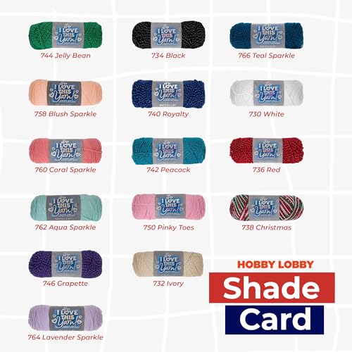 Hobby Lobby I Love This Medium Yarn for Crocheting & Knitting Soft Yarn Skein 252 Yards of 97% Acrylic & 3% Metallic Polyester DiY Handcrafting Accessories - Image 4