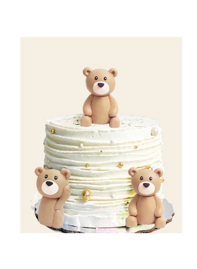 GmakCeder Baby Bear Cake Topper Blue Ball Cake Decor (3bears) - Image 1