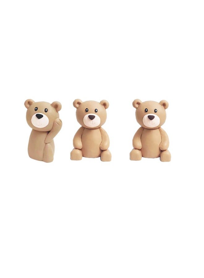 GmakCeder Baby Bear Cake Topper Blue Ball Cake Decor (3bears) - Image 2