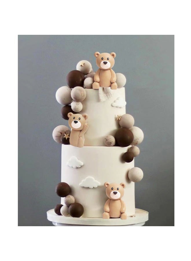 GmakCeder Baby Bear Cake Topper Blue Ball Cake Decor (3bears) - Image 4