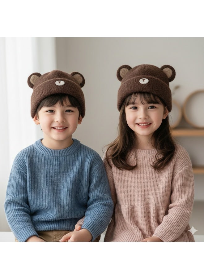 zoba Super soft plush teddy bear-shaped children's ice cap - Winter ear warmer - Flexible fit - Multicolor - Random color - Image 3
