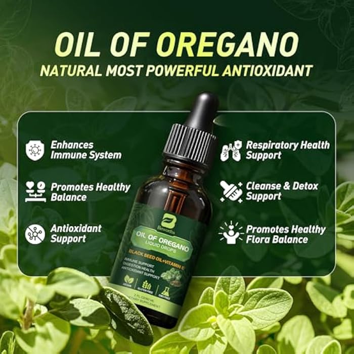B BEWORTHS B BEWOTHS 2PACK Oregano Oil Drops, Oil of Oregano with Black Seed Oil, Vitamin E, Carvacrol Oregano Liquid Herbal Blend for Immune, Antioxidant, Digestive Gut Cleanser, Kidney Health Support - 4 Fl Oz - Image 4